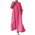 thumbnail image 2 of Gspmoly Robe d'Été, Robe Décontractée pour Femmes de Printemps et d'Été à Col en V, Unie et en Lin, avec Poches, à Manches Longues, Robes d'Été pour Femmes Offres Prime, 2 of 6