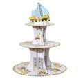 thumbnail image 1 of 1 Set Cupcake Stand Stable Base DIY Installation Thicken Paper Architectural/Animal Tower Stand Display Food Grade 3-Tier Disposable Birthday Cake Stand Party Supplies, 1 of 10