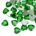 thumbnail image 1 of Unique Bargains 40 Pcs Acrylic Flat Back Rhinestones 20mm/0.8 Inch Heart Artificial Gemstone for Crafts Jewelry Making Deep Green, 1 of 7