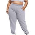 thumbnail image 1 of Women's Plus Size Pants High Waisted Drawstring Solid Color Sweatpants Elastic Taper Leg Lounge Joggers Pant Gray XXXXL, 1 of 6