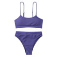 thumbnail image 2 of ylioge Womens Two Piece Swimsuits Tankini Ribbed Built in Removeable Bras Bikini Bathing Suits Ladies Solid High Waisted Swimsuit, 2 of 7