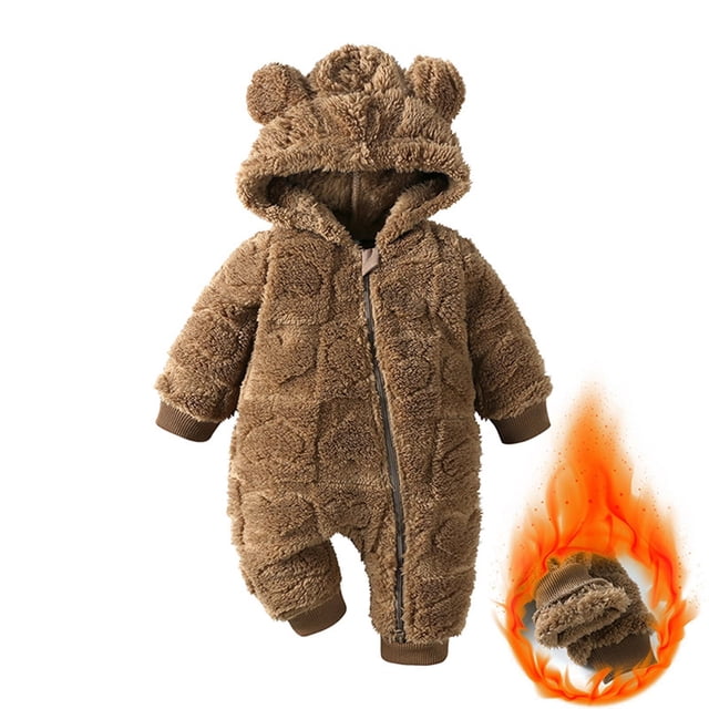 Cowsor Combinaison en Peluche pour Bébé – à Capuche Imprimée (0-18 m)