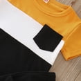 thumbnail image 3 of Sunnyoo Boys Clothing Set Patchwork Color Short Sleeve Pocket T Shirt Shorts Tracksuit Set, 3 of 6