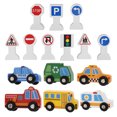 thumbnail image 2 of Miangastore Vehicle Toys Wooden Vehicles and Traffic Signs Assorted Color 1 Set 2.9X1.7X1.2in, 2 of 9