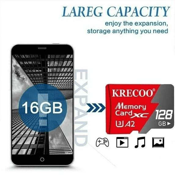 128GB MicroSDXC UHS-I U3 V30 Class 10 4K UHD Video High Speed Transfer Monitoring SD Card with Adapter for Dash Cam