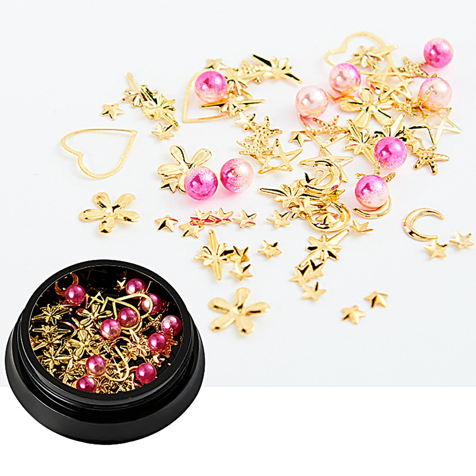 Liquidation! Gspmoly Ensemble d'Ongles Kit, Ensemble de Bijoux Étoile et Forme Cuivre Paillettes Rondes Strass pour Ongles Ensemble d'Ongles Professionnel