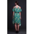 thumbnail image 3 of Bimba Green Bird Print Cold Shoulder Women Swing Tunic Flutter Sleeve Midi Dress - X-Small, 3 of 6