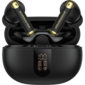 Monster Ecouteurs sans fil,Bluetooth 6.0 Écouteurs stéréo avec micros de suppression du bruit et LED Affichage, Mic intégré pour les appels clairs, Design étanche pour le sport
