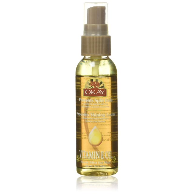 OKAY | Vitamin E Oil Spray Mist | For All Hair & Skin Types | Prevent Split Ends | Repairs Heat and Chemical Damage | Paraben Free | 2 oz