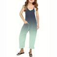 thumbnail image 1 of RXIRUCGD Girls Casual Jumpsuits Gradient Print Sleeveless Summer Rompers Long Pants With Pockets For 5-14 Years( Dark Gray, Size:13 Years ), 1 of 6