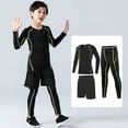 thumbnail image 2 of PMVFHDE Chandail de Compression pour Garçons Jeunesse Athlétique à Manches Longues Maillot de Soccer sous-Vêtement de Soccer Couche de Base Haut Ensemble de 3 Pcs, Vert, 10-11 Ans, 2 of 5