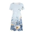 thumbnail image 4 of Weiqiqre Robes pour Femmes Été Décontractées à Manches Courtes Col Ras du Cou Robes T-Shirt Amples Évasées Mini avec Poches, 4 of 5