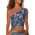 thumbnail image 2 of Leutsin Womens Print Tank Crop Tops Sleeveless One Shoulder Shirt Summer Charming Tees, 2 of 7