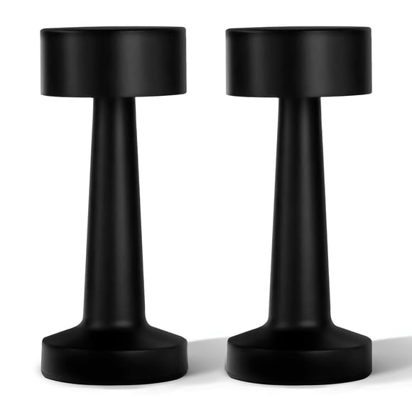 Bell + Howell Chelsea Table Lamp Small Cordless Touch LED Rechargeable Lamp for Bedside Desk Nightstand Midnight Black - pack of 2