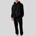 thumbnail image 1 of TIMIFIS Survêtement Noir pour Homme 2 Pcs à Capuche, Ensemble de Sport Athlétique à Enfiler, Décontracté pour Course, Jogging, Ensemble de Tenue de Sport SetsFall, 1 of 9