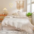 thumbnail image 3 of Move Over Beige Grey Ruffle Pillow Shams Queen Ruffled Pattern Linen Grey Boho Pillowcases 100% Washed Microfiber, 3 of 5
