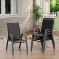 thumbnail image 2 of Patio Chairs Set of 4, Outdoor Stackable Dining Chairs with Textilene Fabric, All-Weather Deck Stacking Chairs with High Back for Backyard Poolside Garden Balcony, Black, 2 of 8