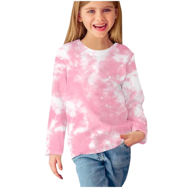 WRKEKC Chemises à Manches Longues pour Filles, T-Shirts à Manches Longues pour Filles, Chemises à Manches Longues à Imprimés pour Filles Jolis Chandails Ras du Cou Blouses Habillées Décontractées Vêtements