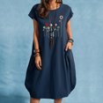 thumbnail image 2 of Robes pour Femmes 2022 Robe à Manches Courtes à Col Rond Grande Taille Robe Imprimée Décontractée Ample d'Été Midi avec Poches, 2 of 4
