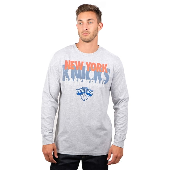 Ultra game NBA New York Knicks Mens Supreme Long Sleeve Pullover Tee Shirt, Heather gray, X-Large