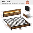 thumbnail image 3 of GUNAITO King Bed Frame with 2 Drawers Headboard Platform Bed Frame with LED Lights Charging Station Rustic Brown, 3 of 9