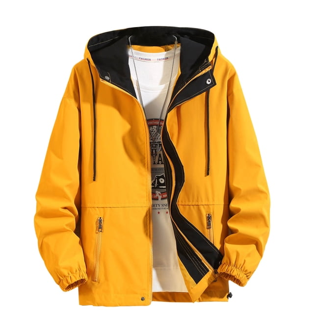 Pisexur Mens Winter Jacket Man Color Match Drawstring Zipper Pockets Coat Mens Winter Coat Windbreaker Jacket Warming Jacket
