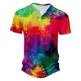 thumbnail image 2 of Qertyioot Chemises Blouses à Manches Courtes Décontractées à Col Rond à Boutons Imprimés pour Hommes Liquidation d'Été, 2 of 4