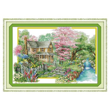 Decdeal DIY Handmade Needlework Cross Stitch Kit 67 * 48 cm Embroidery Kit 14 Pieces Printed Cross Stitch Home Decoration
