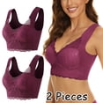 thumbnail image 3 of 2-Pack Women's Lace Bra Plus Size - Wire-Free, 3/4 Cup, Fixed Straps, Comfortable Nylon Spandex Blend, 3 of 8