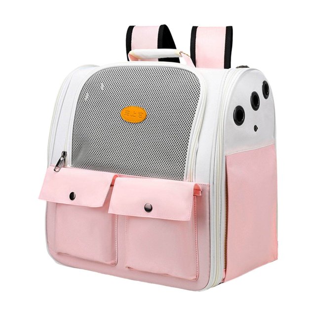 Pet Travel Bag Adjustable Strap Foldable Breathable Multifunction Pets Carrier for Hiking Walking Pink