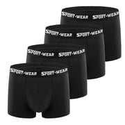 ylioge Sports Underwear for Men 4 Pack Black Casual Solid Stretchy Comfort Breathable Basic Athletic Workout Boxer Briefs