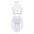 thumbnail image 1 of Raenseen Robe de Danse Ballet Jazz pour Filles, Justaucorps de Patinage Artistique, Strass Brillants, Robe de Bal Sans Manches, Blanc 10, 1 of 5