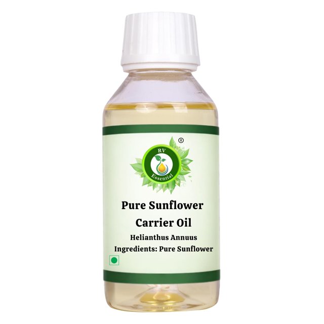 R V Essential Pure Sunflower Carrier Oil 100ml (3.38oz)- Helianthus Annuus (100% Pure and Natural Cold Pressed)