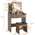 thumbnail image 2 of Vanity Desk with Mirror & Lights, Makeup Table with Charging Station, 3-Color LED, Hairdryer Holder & Storage Shelves, Includes Stool, 2 of 8
