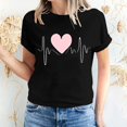 thumbnail image 1 of Pisexur T-shirt de la Saint-Valentin Haut T-shirt de la Saint-Valentin pour Femme Amour Imprimé T-shirt à Manches Courtes Haut à Manches Courtes Col Rond Haut/chemise, 1 of 5