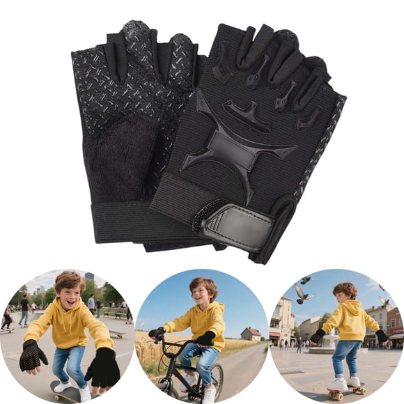 Kids Outdoor Sports Gloves Fingerless Cycling Mittens for Children for Biking Skateboarding and Outdoor Activities