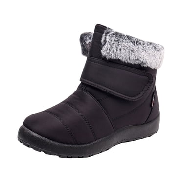 Pisexur Womens Winter Snow Boots Black Waterproof Insulated Warm Fur Lined Ankle Booties Anti-Slip Slip On Walking Comfortable Outdoor Boot Size