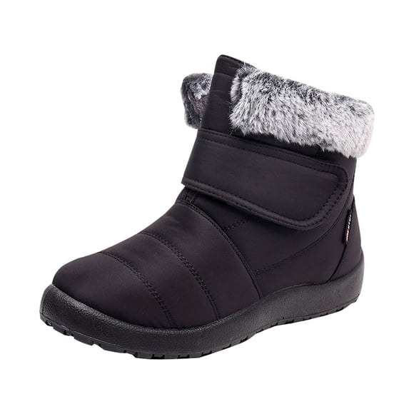 Pisexur Womens Winter Snow Boots Black Waterproof Insulated Warm Fur Lined Ankle Booties Anti-Slip Slip On Walking Comfortable Outdoor Boot Size