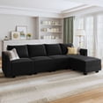 thumbnail image 1 of HONBAY Canapé Sectionnel Moderne en Velours avec Sièges de Rangement, Sofa en L, Noir, 1 of 5