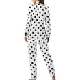 thumbnail image 3 of Ensemble de Pyjama pour Femmes Décontracté à Revers, à Boutons, à Pois, Deux Pièces, Manches Longues, Tenue de Pyjama pour Confort et Style, 3 of 8