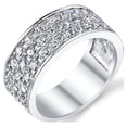 thumbnail image 1 of Sterling Silver Men's Wedding Band Engagement Ring With Cubic Zirconia CZ 9MM 3 Row, 1 of 7