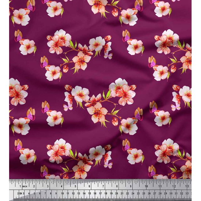 Soimoi Tissu Poly Georgette Imprimé Floral par Yard 52 Pouces de Large