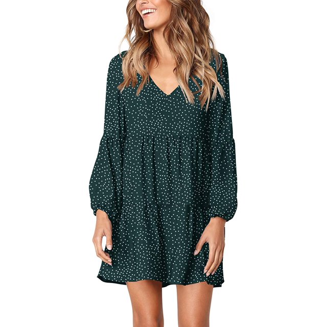 Robe Tunique d'Été pour Femme à Col en V, Décontractée, Ample et Fluide, Coupe Évasée