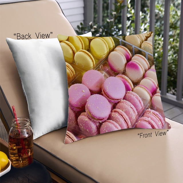 Ahgly Company Coussin Décoratif d'Extérieur Foods Macarons, 18 Po X 18 Po
