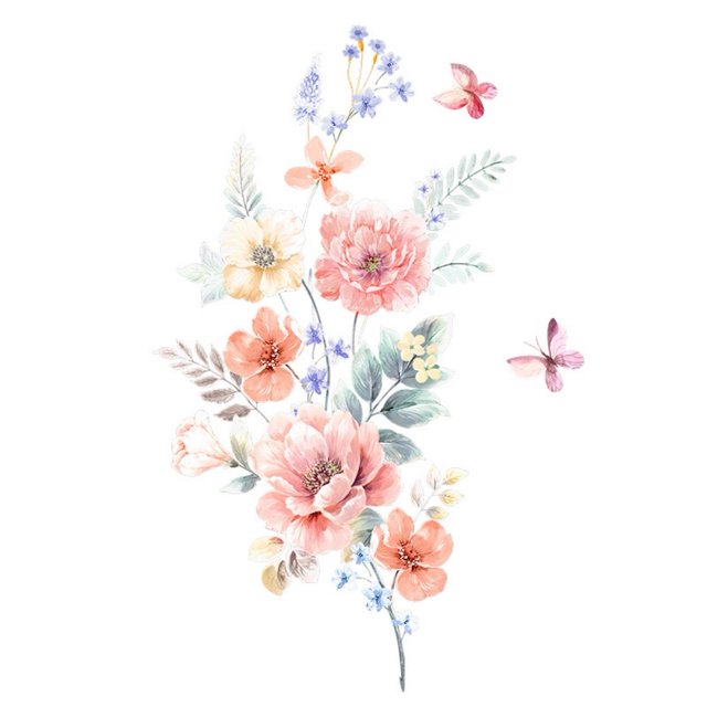 Romantic Flowers Wall Sticker for Bathroom Toilet Seats Fridge Cupboard Decal