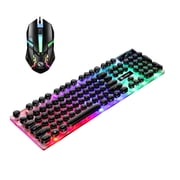 Rbaofujie Wireless Mechanical Keyboard GTX300 Punk Retro Keyboard Mouse Backlight Game E-sports Suit USB Wired Luminous Suspension Key Mouse Suit 104 Key Mechanical Handle Keyboard Gaming