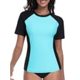 thumbnail image 1 of Charmo Color Blocked Swimsuit Tops for Womens Sun Protection UPF 50+ Rash Guard Quick Dry Running Swim Shirts, 1 of 7