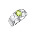 thumbnail image 3 of RYLOS Men's Rings Sterling Silver Classic 8X6MM Oval Gemstone &  Diamond Ring Peridot August Birthstone Rings For Man Silver Rings Size 11, 3 of 7