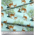 thumbnail image 2 of Soimoi Velvet Fabric Tree & Kangaroo Animal Printed Fabric 1 Yard 58 Inch Wide, 2 of 3