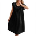 thumbnail image 2 of Sakmal Robe de Nuit Moo Moo pour Femmes Longueur Genou, Rafraîchissante, Noire, Combinaison Douce, Robe de Maison, Florale, Manches Courtes, Robes de Nuit pour Femmes, 2 of 9